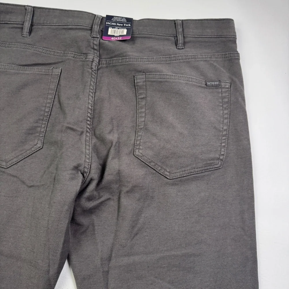 Jachs New York Mens Gray Straight Fit Flex Waistband 5-Pocket Pants 40x32 NEW